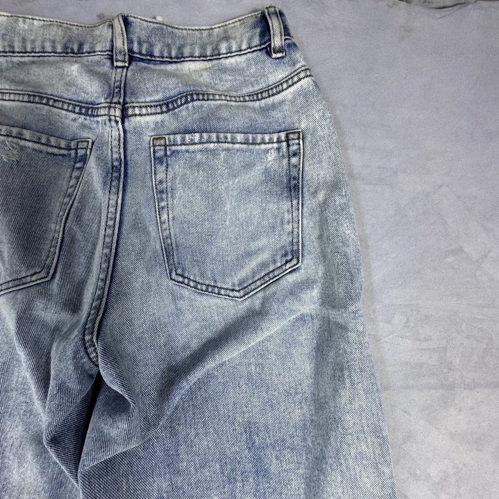 PacSun Womens Baggy Jeans Blue Denim 5-Pocket Raw Hem Light Wash Whisker 26 - Picture 6 of 16